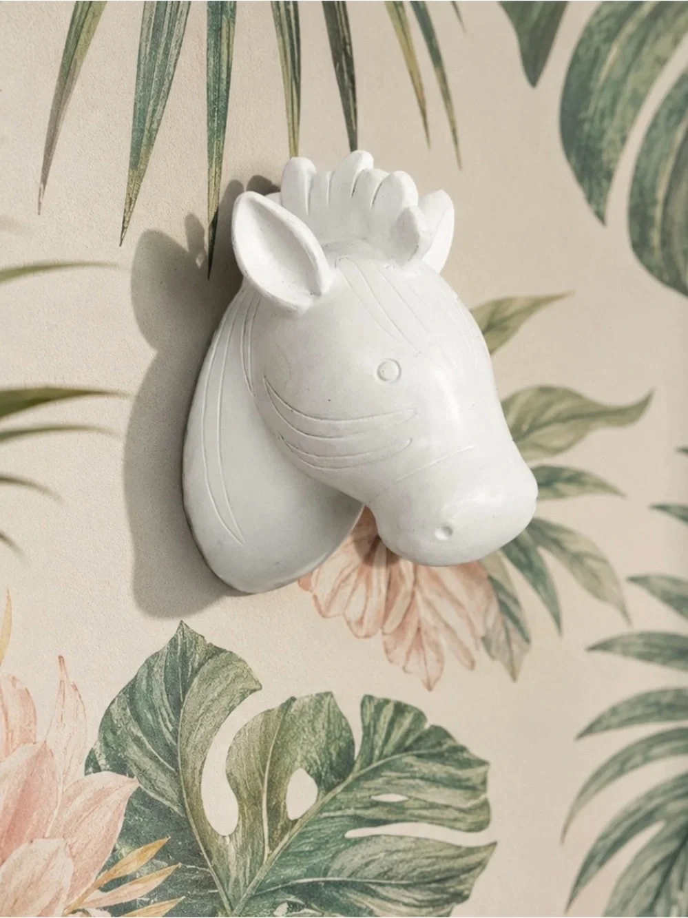 Mini Zebra Head Bust Wall Hanging White Painted Gallery Wall Safari Bohemian